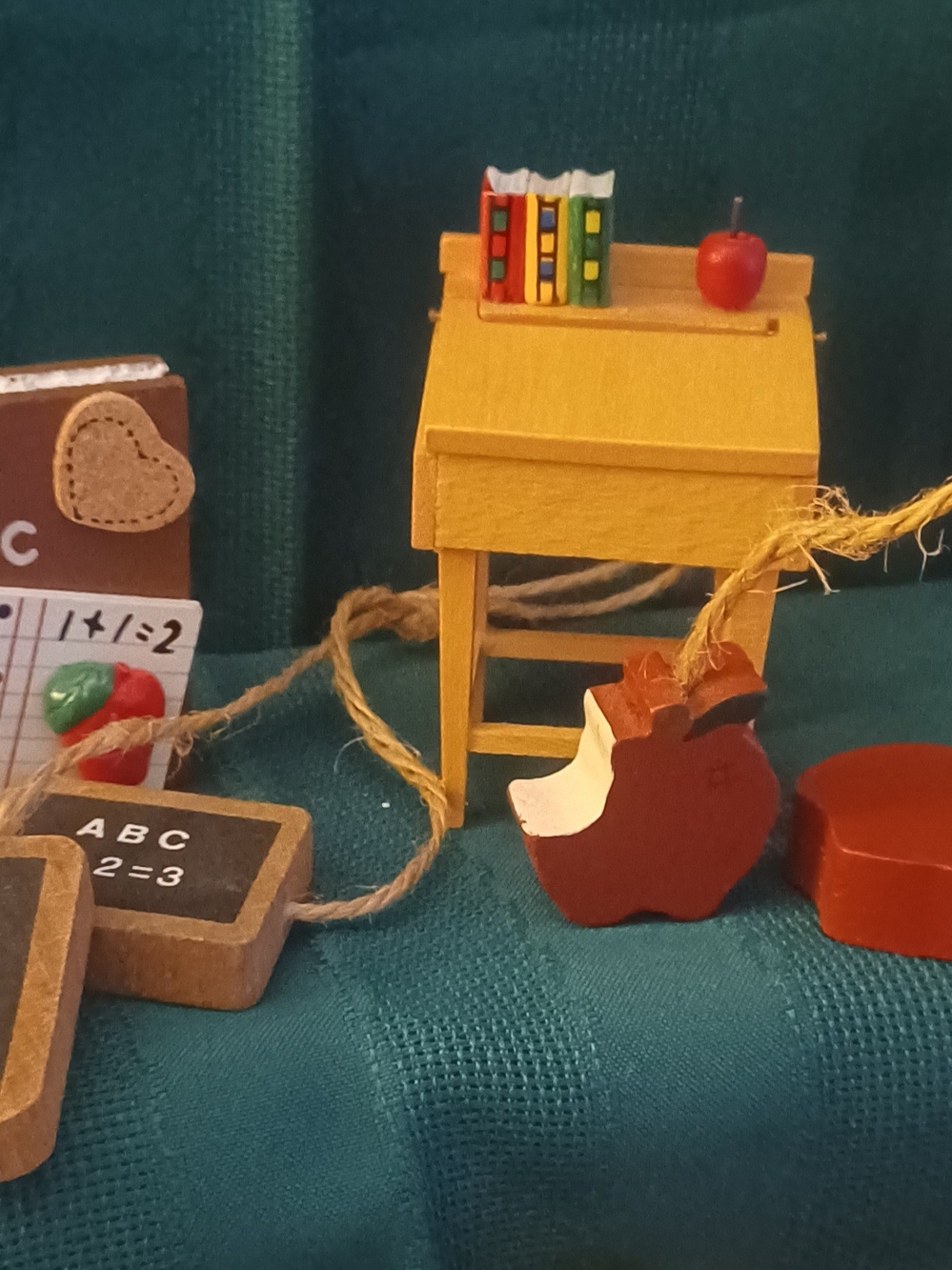Kids Wooden School Desk and Apple Toy Set - Yellow